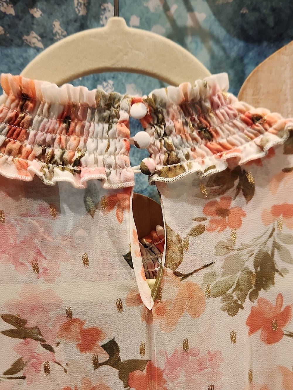 Like New Cond Love By Design Floral Tiered Midi Dress Peach, Olive, Cream Sz  4X - Picture 8 of 8